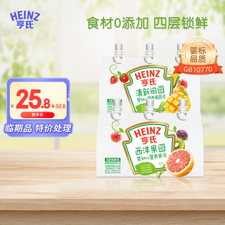 亨氏（Heinz）婴幼儿水果泥 宝宝零食辅食超金果泥（-1） 西洋果园78g*3+清新田园78g*3