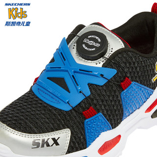 Skechers斯凯奇童鞋男童鞋子大童运动鞋儿童鞋跑步鞋402248L BKRB/黑色/红色/蓝色 33码