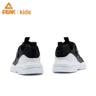 匹克童鞋儿童休闲跑步鞋网面运动鞋魔术贴舒适脚感鞋 黑色 36