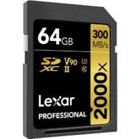 Lexar 雷克沙 SD卡64G 300M/S 2000X单反微单相机摄像机高速存储内存卡