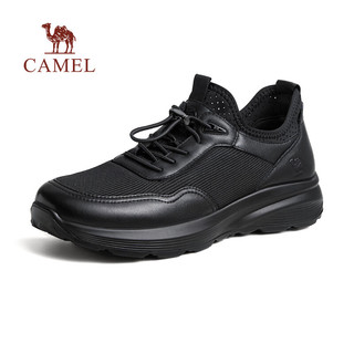 骆驼（CAMEL）免系商务运动皮鞋2024春季网面透气厚底男鞋 G14S209058 黑色 38