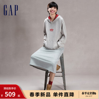 GapX 8ON8联名 龙年男女春季2024新年保暖连帽卫衣841330 浅灰色 185/108A(XXXL)亚洲尺码