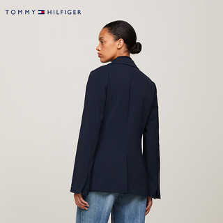 TOMMY HILFIGER 24春季女商务休闲单粒金属扣平驳领合身西装外套41772 藏青色DW5 36