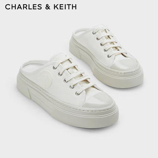 CHARLES&KEITH24春季休闲系带穆勒半拖平底鞋CK1-70900467-1 White白色 35
