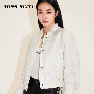 MISS SIXTY2024春季新年系列夹棉外套女复古国风提花钉珠 米白 XS