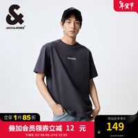 杰克·琼斯（JACK&JONES）男装春夏重磅棉宽松复古哥特字母发泡印短袖T恤男 炭灰E39 常规 炭灰E39 160/84A/XXS