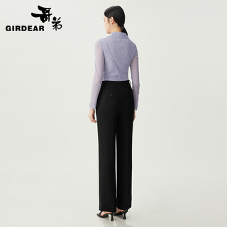哥弟【GD】2024翻领不规则立体斜条设计系带衬衫上衣女1300964 薄暮紫 M(3码)