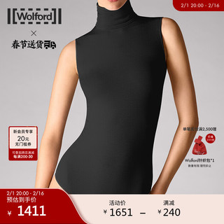 Wolford/沃尔福特Viscose春秋时尚高领修身无袖女丁字连体衣76048 7005 黑色 XS