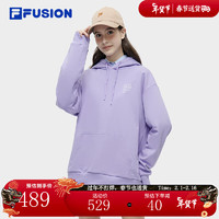 FILA FUSION斐乐潮牌款针织连帽上衣2024春时尚纯棉卫衣 郁金香紫-VT 185/104A/XXL