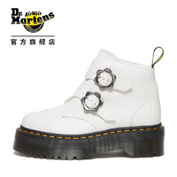 Dr.Martens Devon FLWR 机车靴花朵扣袢软皮白色女款马丁靴 白色 37