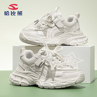 哈比熊（HOBIBEAR）童鞋男童鞋春秋网面儿童运动鞋舒适跑步鞋女童鞋JD83S80米色30码