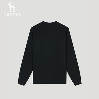 哈吉斯（HAZZYS）男装 男士上衣纯色圆领宽松卫衣男ABTZE0ADX72 黑色BK 175/96A 48