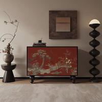 韵祺阁中古花鸟客厅沙发旁杂物收纳柜法式复古进门入户鞋柜玄关柜实木柜 新西兰松 尺寸:长115*宽40*高85cm