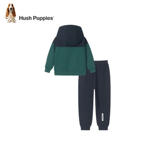 暇步士（Hush Puppies）童装男童女童套装拜年服2023冬装儿童套装保暖蓬松柔软一体绒 丛林绿 150cm