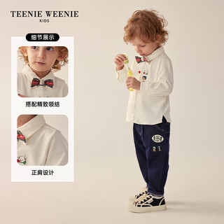 Teenie Weenie Kids小熊童装24春季男宝宝领结衬衫式长袖T恤 白色 100cm