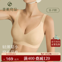 素肌良品提拉小绷带大胸显小胸内衣薄款防下垂收副乳文胸无痕胸罩 奶茶肤 XL1 (85B/85C/85D)