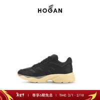 HOGAN男鞋2024早春H665系列时尚简约复古运动鞋Jogging慢跑鞋 黑 39.5