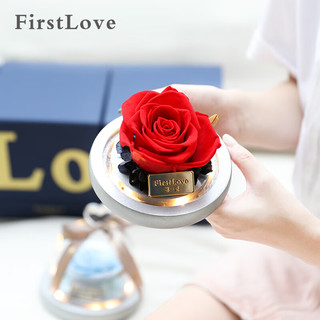 第一爱永生花红玫瑰花玻璃罩礼盒摆件同城配送