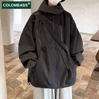 Colombass冲锋衣外套男秋季潮牌美式机能工装款户外登山服夹克男 黑色 XL(120-140斤)