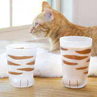 ADERIA 阿德利亚 猫爪杯2只玻璃杯水杯日本进口男女个性礼物情侣杯虎斑猫300+230ml