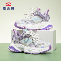 哈比熊（HOBIBEAR）童鞋男童鞋春秋网面透气运动鞋女童舒适休闲鞋JD00S81白紫29码
