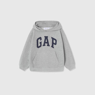 Gap男童2024春季经典字母logo连帽卫衣儿童装套头上衣400075 灰色 130cm(S)亚洲尺码