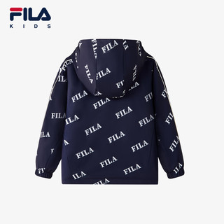 FILA 斐乐儿童童装上衣2024春季小童男童防泼水连帽梭织外套 满印一-ZA 105