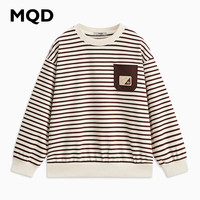 马骑顿 MQD童装男大童24春学院风休闲基础款条纹圆领卫衣 白底条 120cm