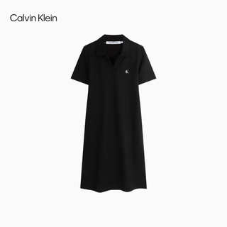 卡尔文·克莱恩 Calvin Klein Jeans24春夏女士休闲通勤字母修身V字POLO领连衣裙J223498 BEH-太空黑 XS