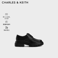 CHARLES&KEITH24春季英伦风厚底系带牛津鞋单鞋子女鞋女士CK1-70381030 Black黑色 37