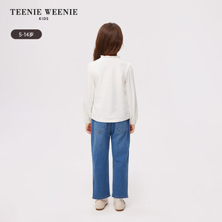 Teenie Weenie Kids小熊童装24春季女童气质花边长袖打底T恤 白色 120cm