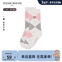 Teenie Weenie Kids小熊童装24春新款男女童经典菱形格罗纹短袜子 粉色 L