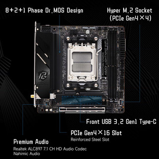 ASRock 华擎 A620I Lightning WiFi MINI-ITX主板（AMD AM5、A620）