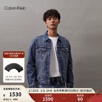 Calvin Klein Jeans24春夏男士经典布标铆钉扣翻领纯棉牛仔外套40TM715 587-牛仔蓝 S