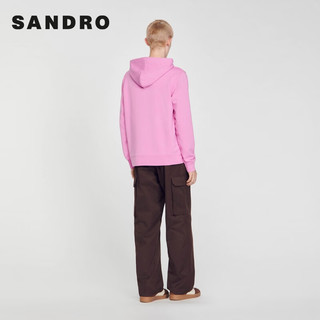 SANDRO2024早春男装多巴胺粉色抽绳连帽针织卫衣SHPSW00636 60/粉色 S