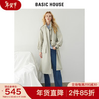 BASIC HOUSE/百家好小个子中长款外套高端复古风衣女 灰色 M