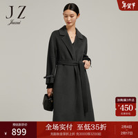 JUZUI玖姿羊毛外套女装纯色通勤双面呢大衣 墨绿 M