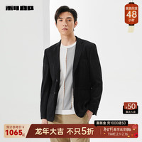 利郎休闲西服男外套时尚印花2024春季男士单西上衣 黑色(23CDX131SA) 185/96A