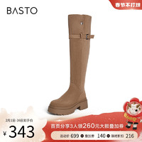 BASTO 百思图 2023冬季商场新款粗腿显瘦骑士靴粗跟小个子女长靴MD609DG3
