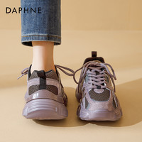 DAPHNE 达芙妮 显脚小老爹鞋女2024新款超火复古灰色脏脏鞋厚底休闲运动鞋