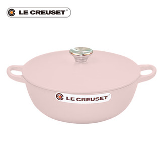 酷彩（Le Creuset）法国珐琅铸铁锅24cm深烧炖锅煎炒妈咪锅 1cm 24厘米深烧锅雪纺粉