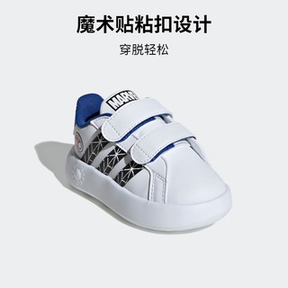 adidas漫威蜘蛛侠联名GRAND COURT魔术贴板鞋婴童阿迪达斯轻运动 白色/蓝色/黑色 2