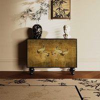 韵祺阁入户玄关柜中古仙鹤卧室实木收纳储物床尾柜靠墙客厅餐边柜柜 北美白蜡木 【支持尺寸】