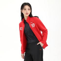 安踏 本命年红色运动外套女春秋款户外跑步开衫女士休闲百搭显瘦上衣
