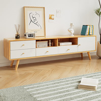 舒歌 电视柜落地2023 现代简约小户型双门抽屉实木电视机柜 1.2米白色电视柜