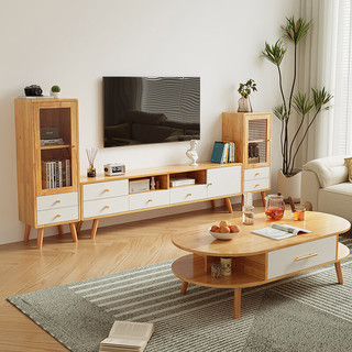 舒歌 电视柜落地2023 现代简约小户型双门抽屉实木电视机柜 1.2米白色电视柜
