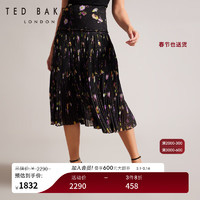 Ted Baker冬女士褶皱印花休闲半身裙272529 黑色 0