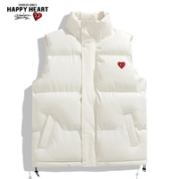 查尔斯桃心马甲男女同款冬季宽松纯色休闲背心坎肩青年背心 米白 M