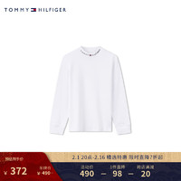 TOMMY HILFIGER 童装男简约刺绣圆领纯色打底长袖T恤TH2342001 白色001 6/120cm