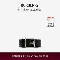 博柏利（BURBERRY）【】男士 皮革 B 字型扣环腰带80752601 黑色/银色80752601 100